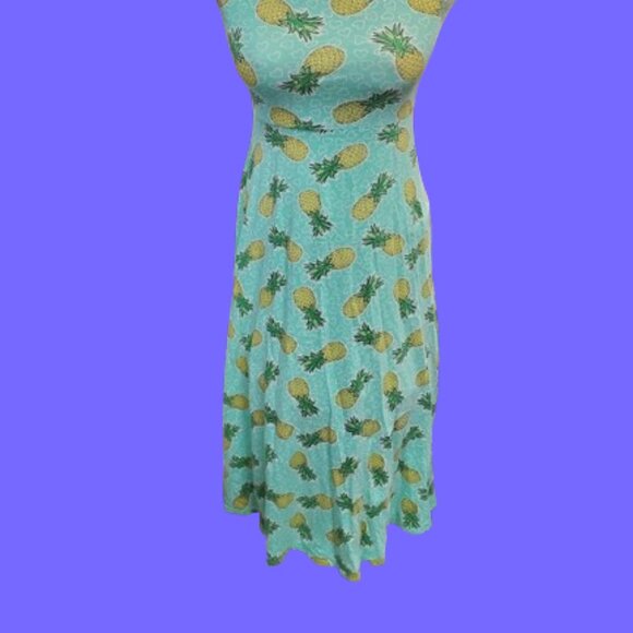 Summer Spring Pineapple Heart Teal Dress - Picture 2 of 9